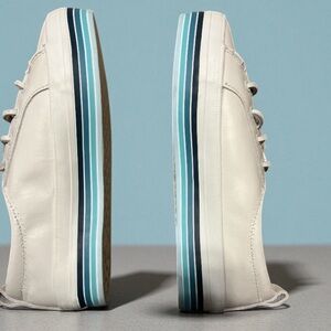 Women’s Sperry Leather White and Blue Casual Sneakers Size 5.5